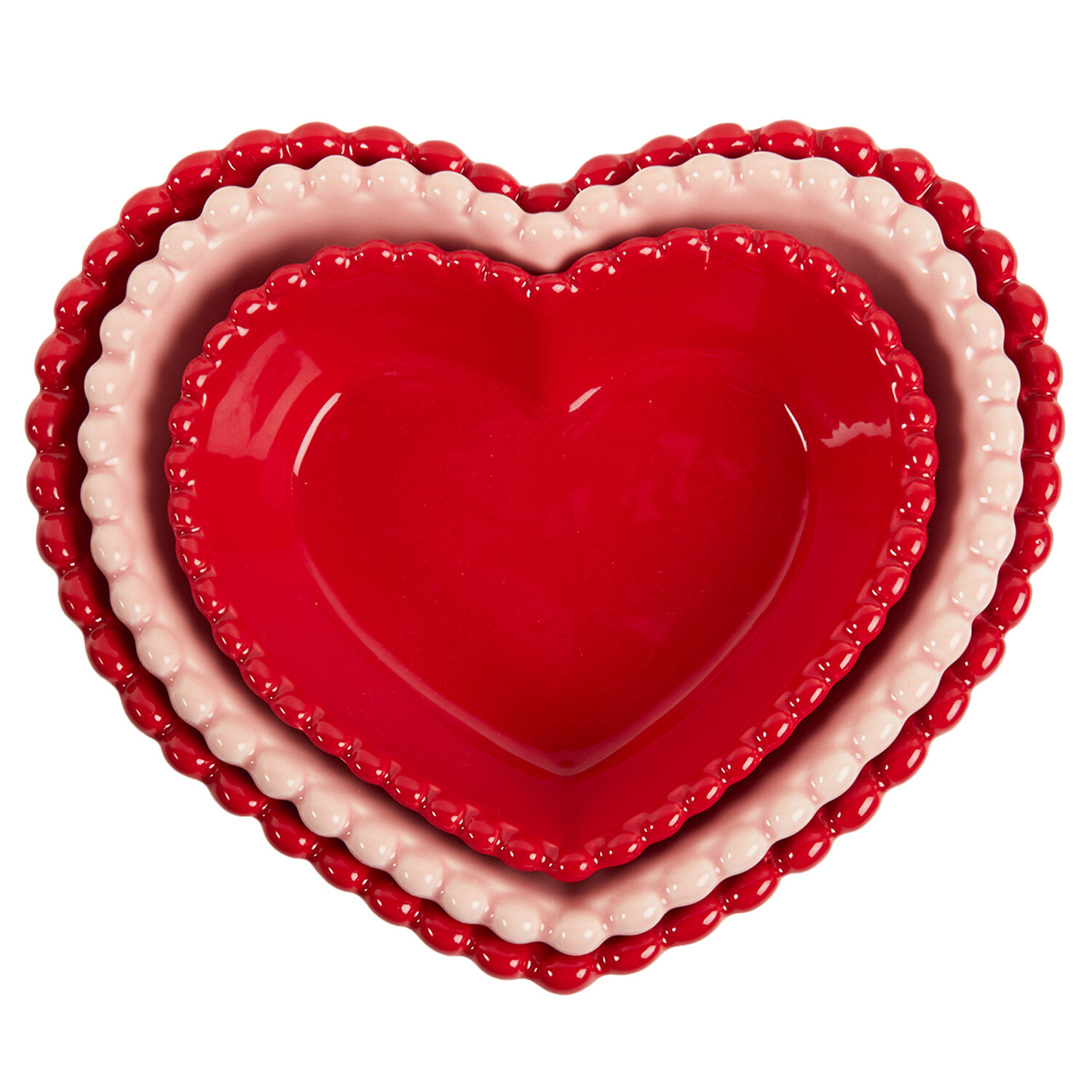Set of 3 Heart Bowls - Red and Pink Image 2