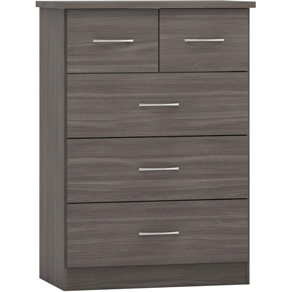 Seconique Nevada 5 Drawer Black Wood Grain Chest of Drawers Image 2