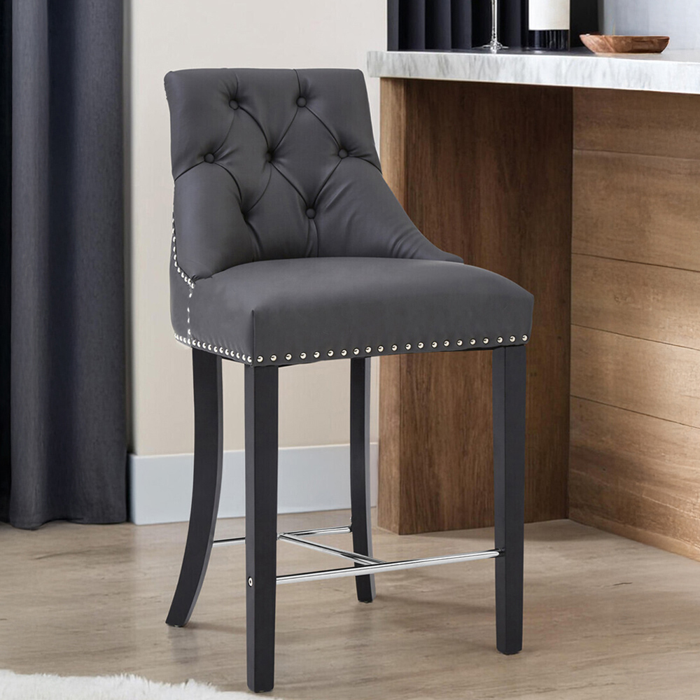 Premier Housewares Regents Park Grey Faux Leather Bar Chair Image 3