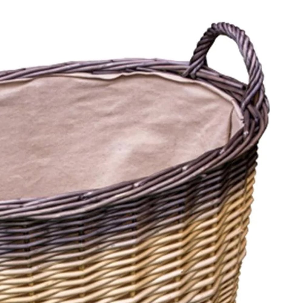 Red Hamper Deep Two Tone Lined Wicker Wash Basket Image 2