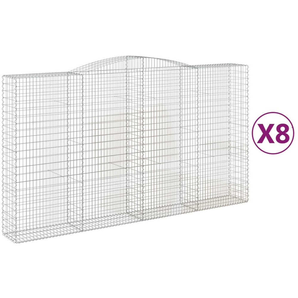 vidaXL Silver Galvanised Iron Arched Gabion Basket 400 x 50 x 220/240cm 8 Pack Image 4
