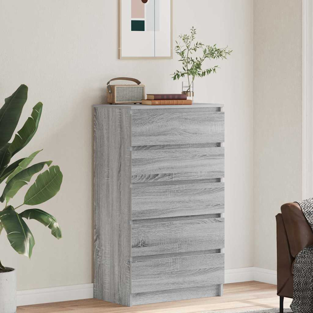 vidaXL 5 Drawer Grey Sonoma Chest of Drawers Image 8