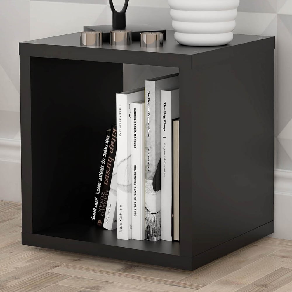 Florence Mauro Single Shelf Matt Black Bookshelf Image 1