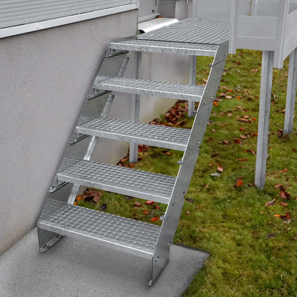 Monstershop 900mm Adjustable 2 Section Galvanised Staircase Image 2