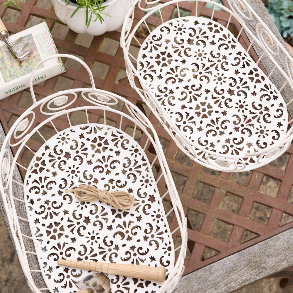 Dibor Duras Cream Vintage Planter Basket Set of 2 Image 5