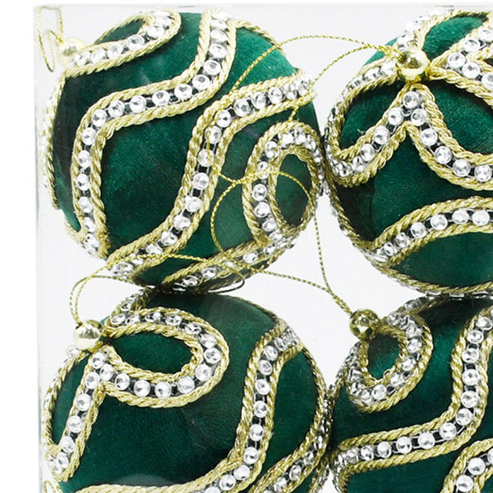 Pack of 6 Where Emeralds Glisten Baubles - Green Image 2