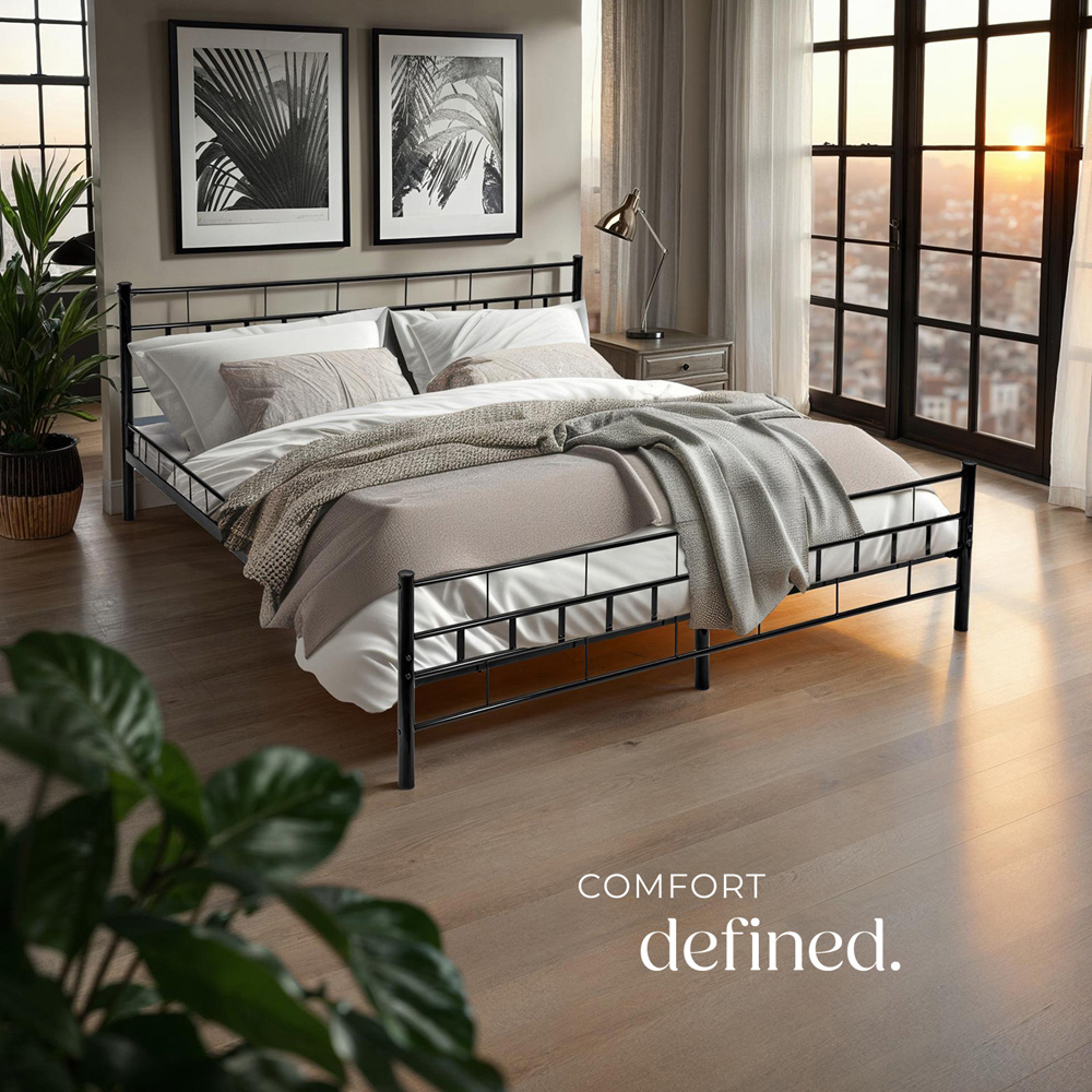 tectake Super King Size Black Slatted Base Metal Bed Frame Image 7