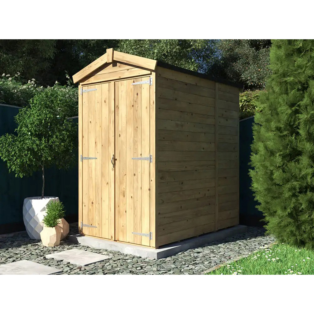 Dunster House Overlord 4 x 6ft Modular Brown Apex Garden Shed Image 2