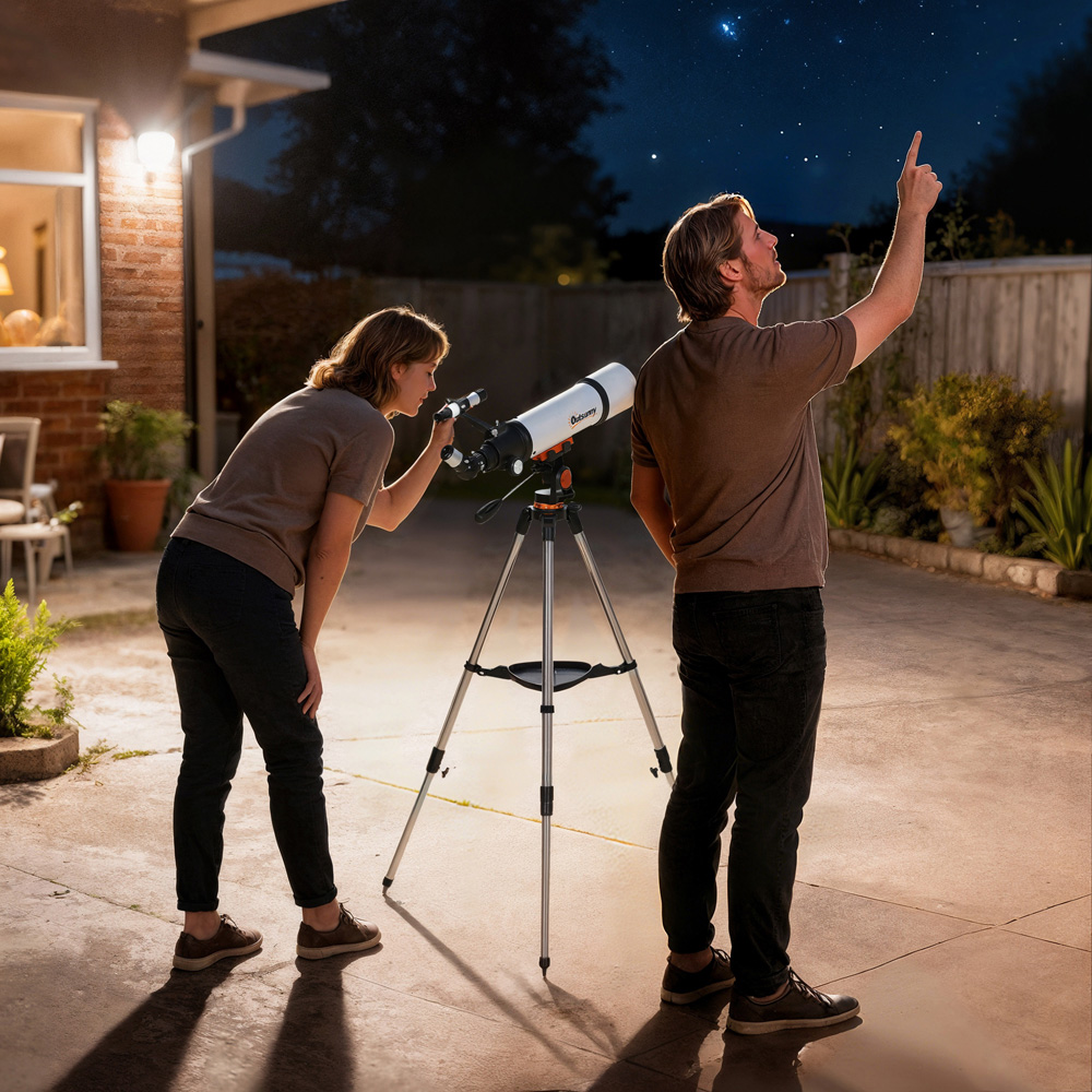 Outsunny White 80mm Aperture Refractor Astronomy Telescope with Carry Bag Image 2