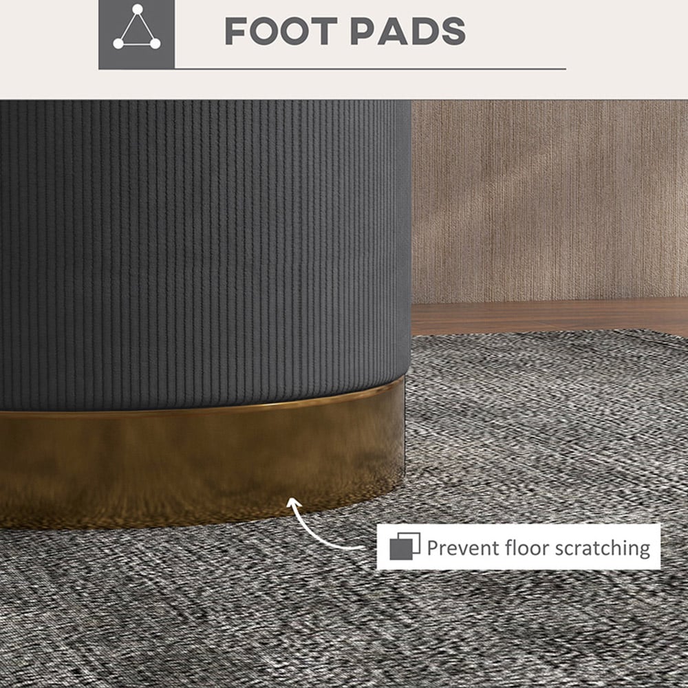 Portland Charcoal Grey Round Footstool Image 5