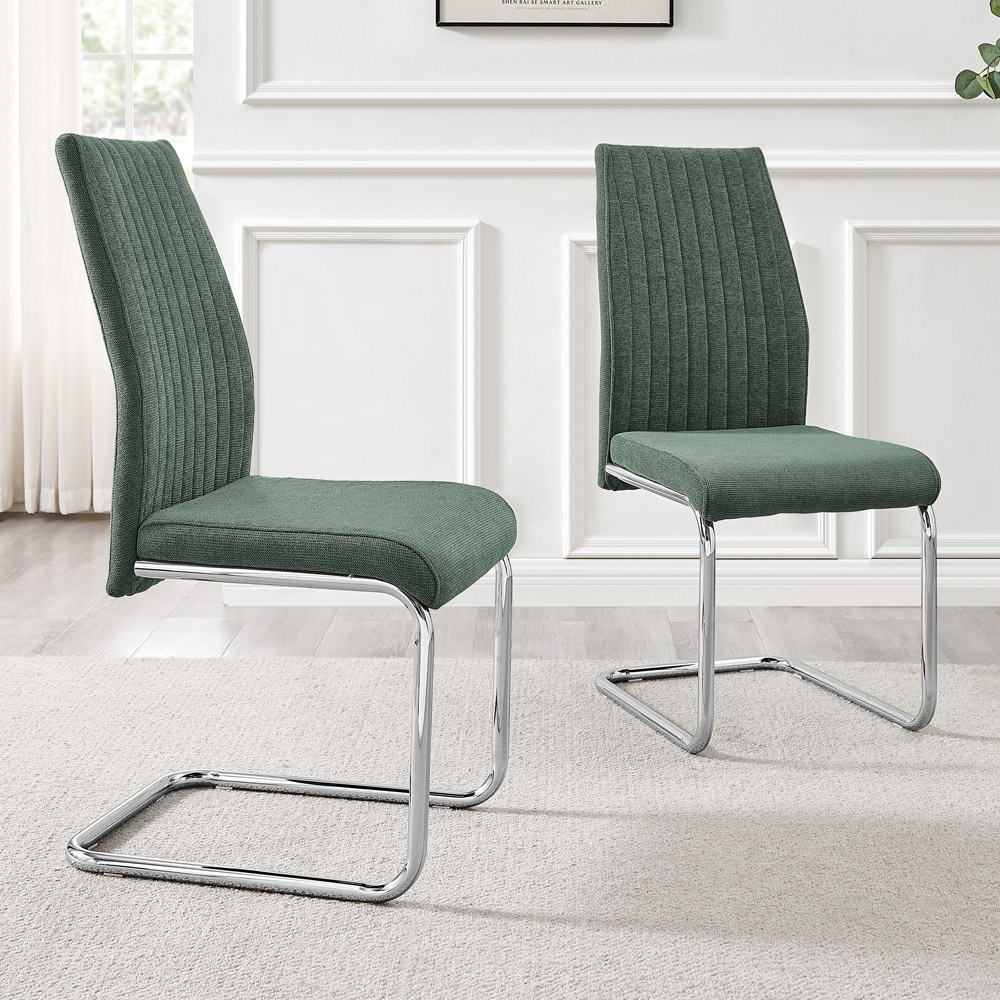Furniturebox Fontana Set of 2 Green and Silver Dining Chair Image 1