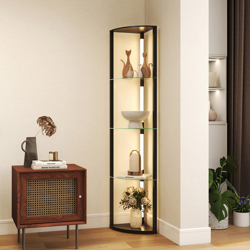 HOMCOM 4 Shelf Corner Dimmable LED Floor Lamp with Foot Switch Image 2