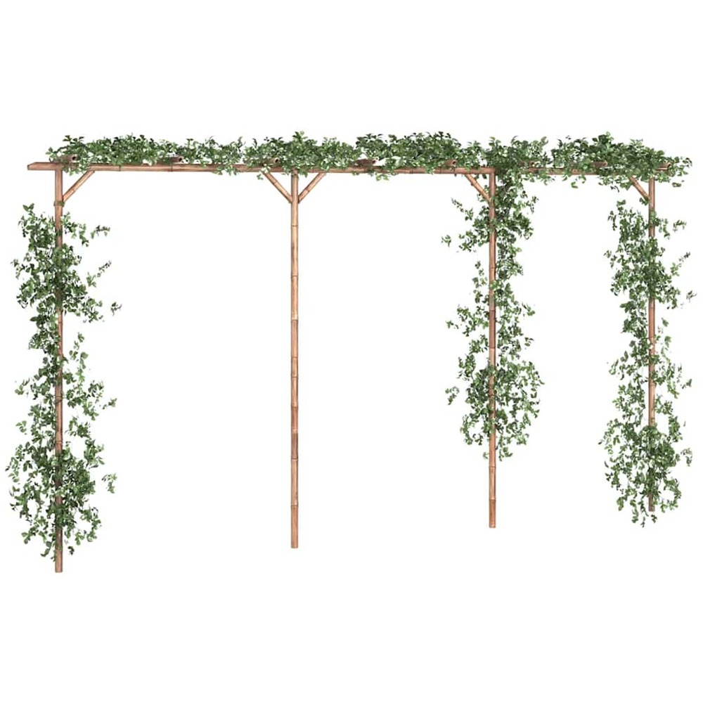 vidaXL 12.6 x 1.3ft Brown Bamboo Garden Pergola with Canopy Image 2