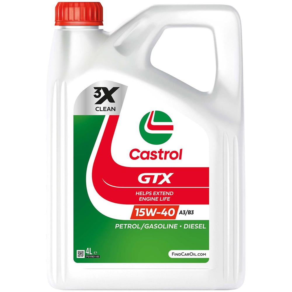 Castrol GTX 15W-40 A3/B3 3X Clean Semi Synthetic Car Engine Oil 4L Image