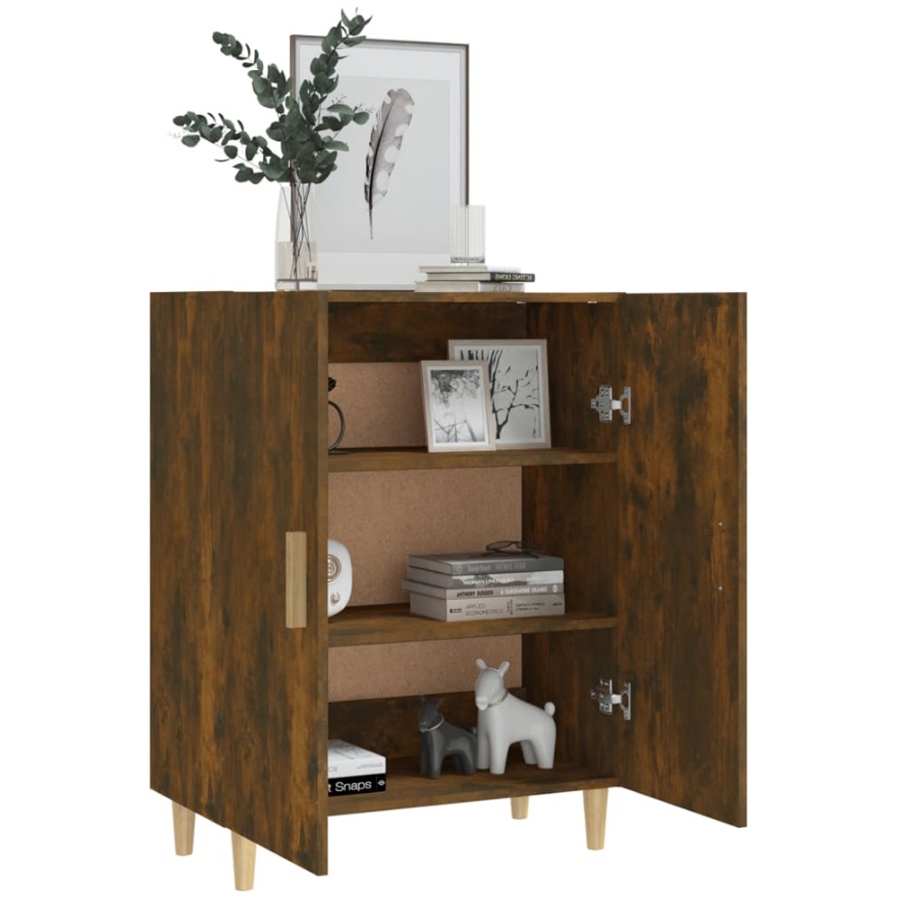 vidaXL 2 Door Smoked Oak Sideboard with Wooden Handles Image 7