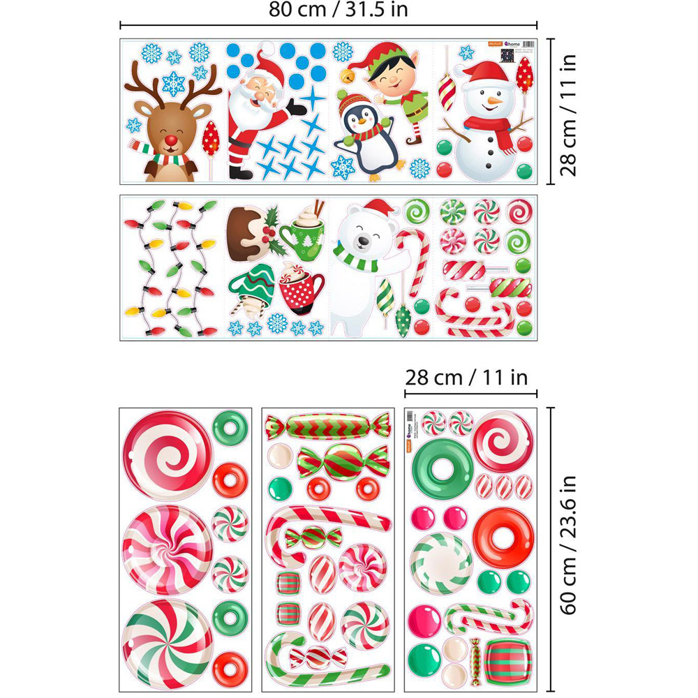 Walplus Candy Winterland with Friends Double-Sided Christmas Window Stickers 110 Piece Image 7