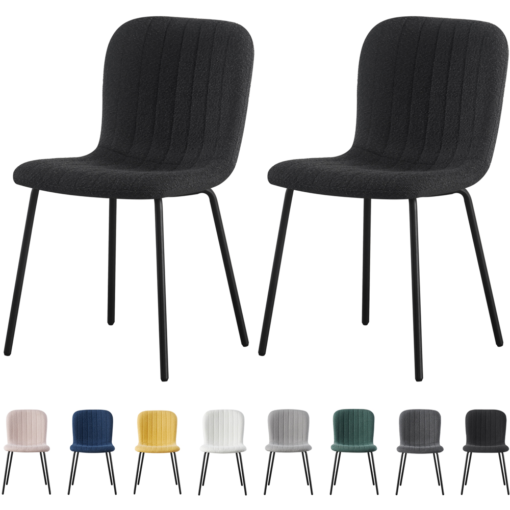 Bella Set of 2 Black Teddy Faux Fur Stitched Design Dining Chairs Image 7