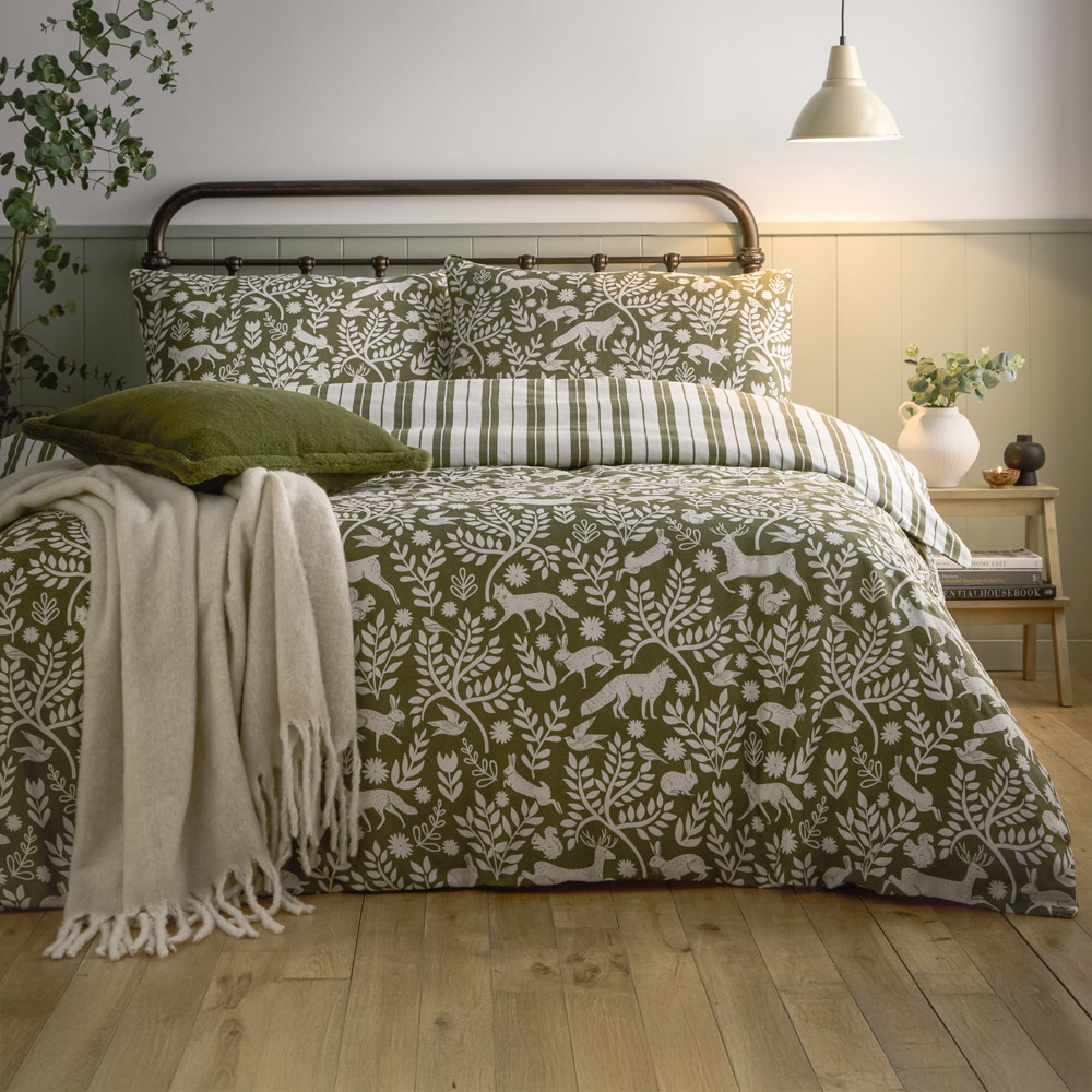Furn Super King Size Skandi Woodland Brushed Cotton Duvet Set Image 1