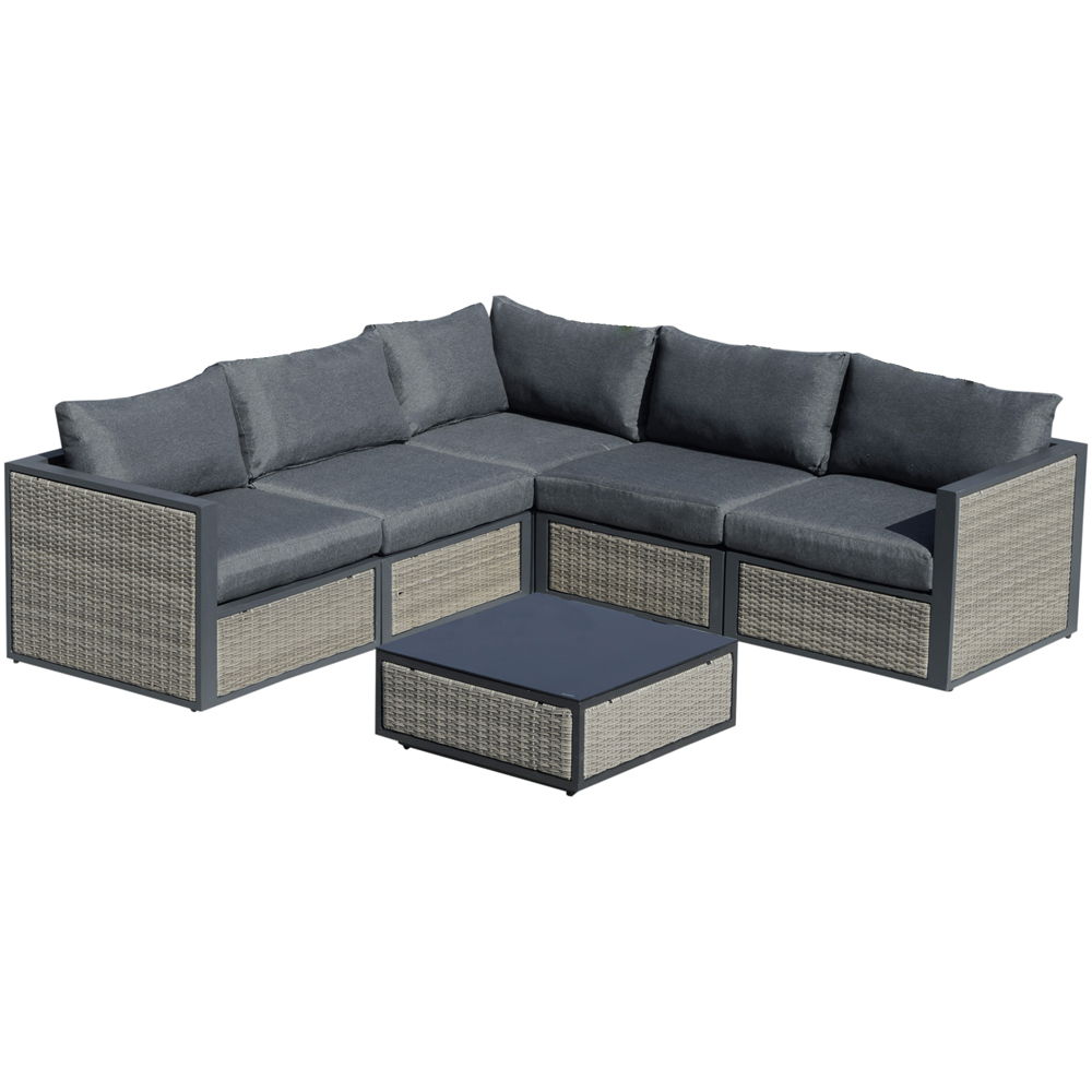 Outsunny 5 Seater Grey PE Rattan Sofa Lounge Set Image 2