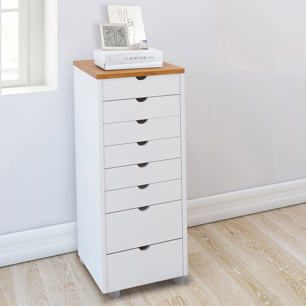 Loft24 Gava 8 Drawer White Solid Pine Chest of Drawers Image 6