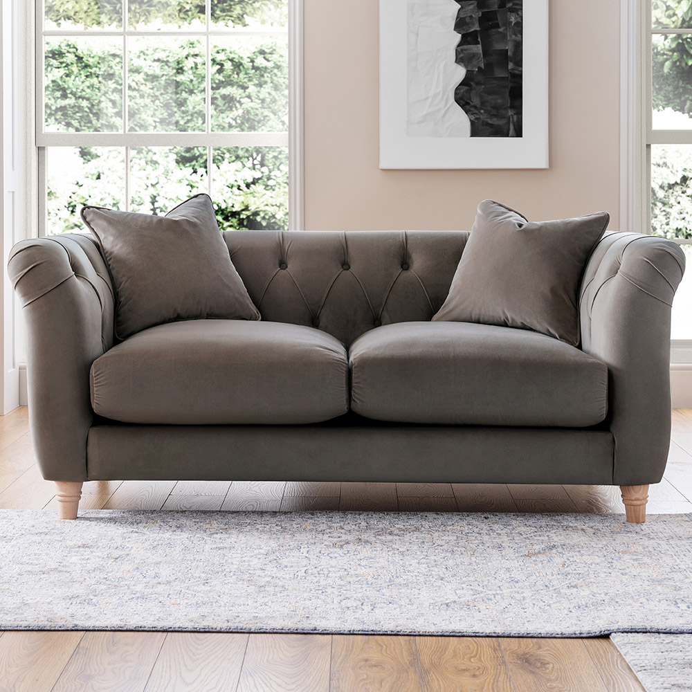 2 Seater Mushroom Velvet Sofa Image 1