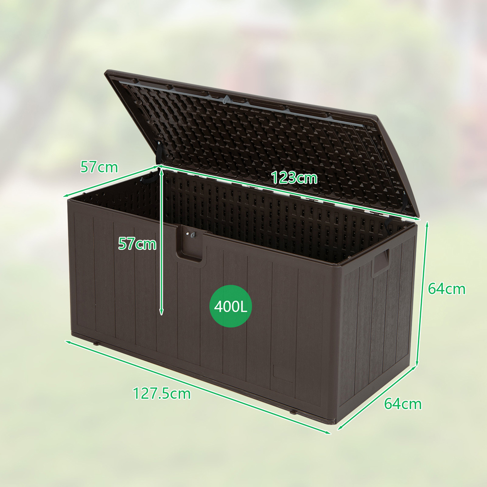 Costway 400L Outdoor Storage Deck Box with Lockable Cover Image 9