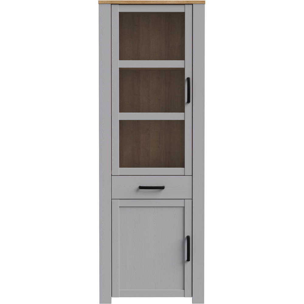 Florence Bohol 2 Door Single Drawer Riviera Oak and Grey Oak Narrow LED Display Cabinet Image 3