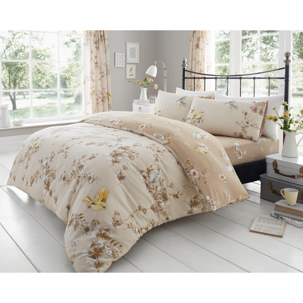 Smart Living Single Bird Blossom Natural Duvet Cover Set Image 4
