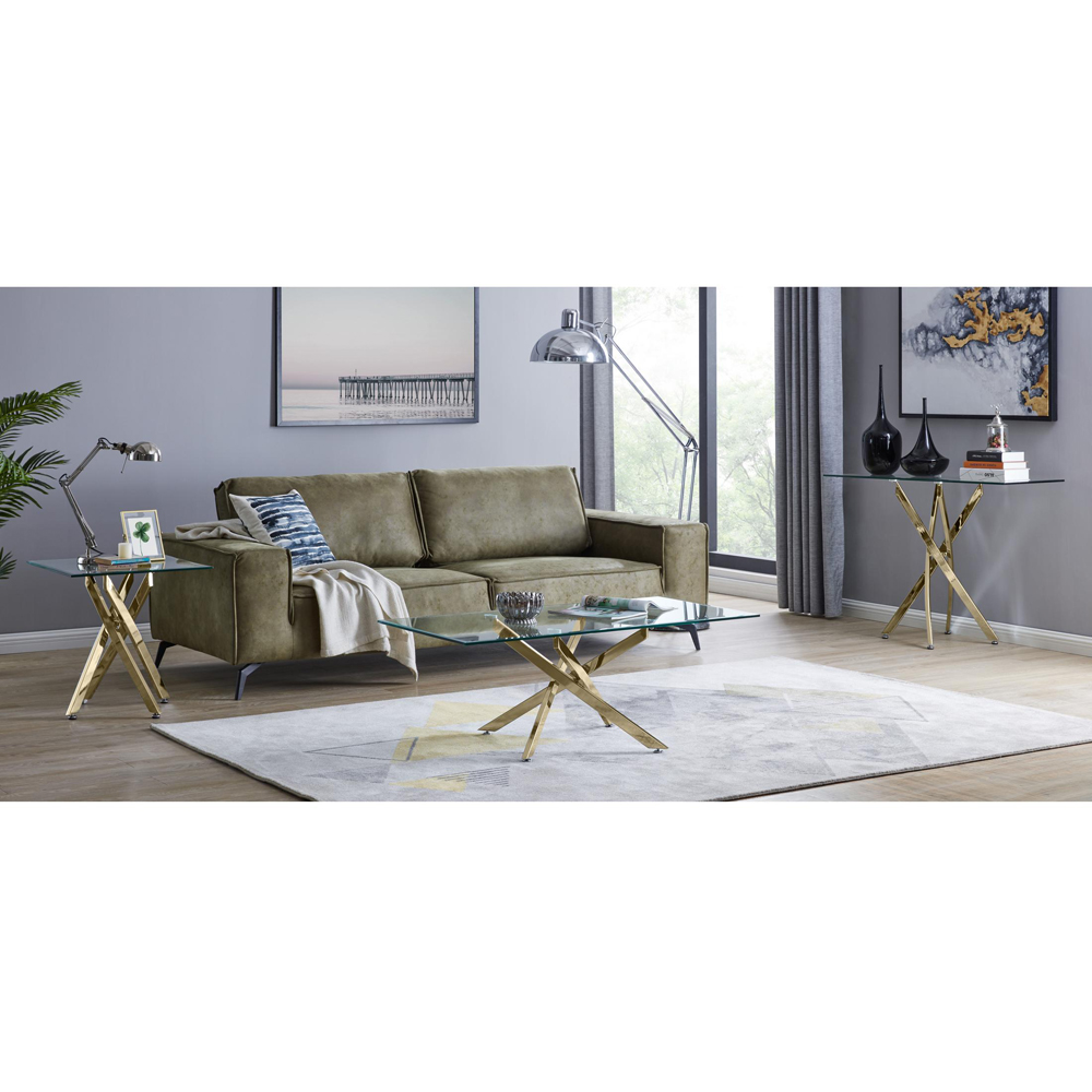 Furniturebox Tavalo Gold Glass and Metal Console Table Image 7