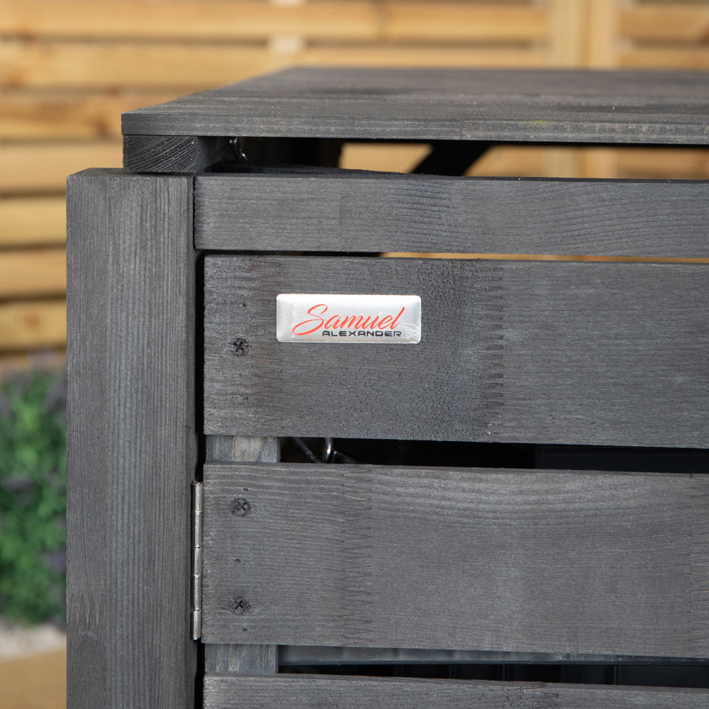 Samuel Alexander 4.6 x 3.8ft Dark Grey Double Wheelie Bin Wooden Garden Bin Shed Image 4