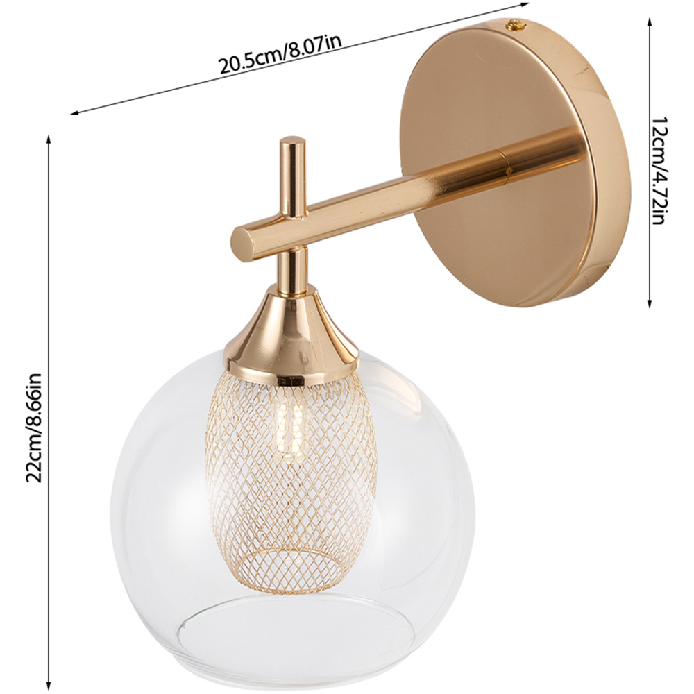 Living and Home Gold Glass Globe Hardwired Metal Base G9 Wall Light Image 6