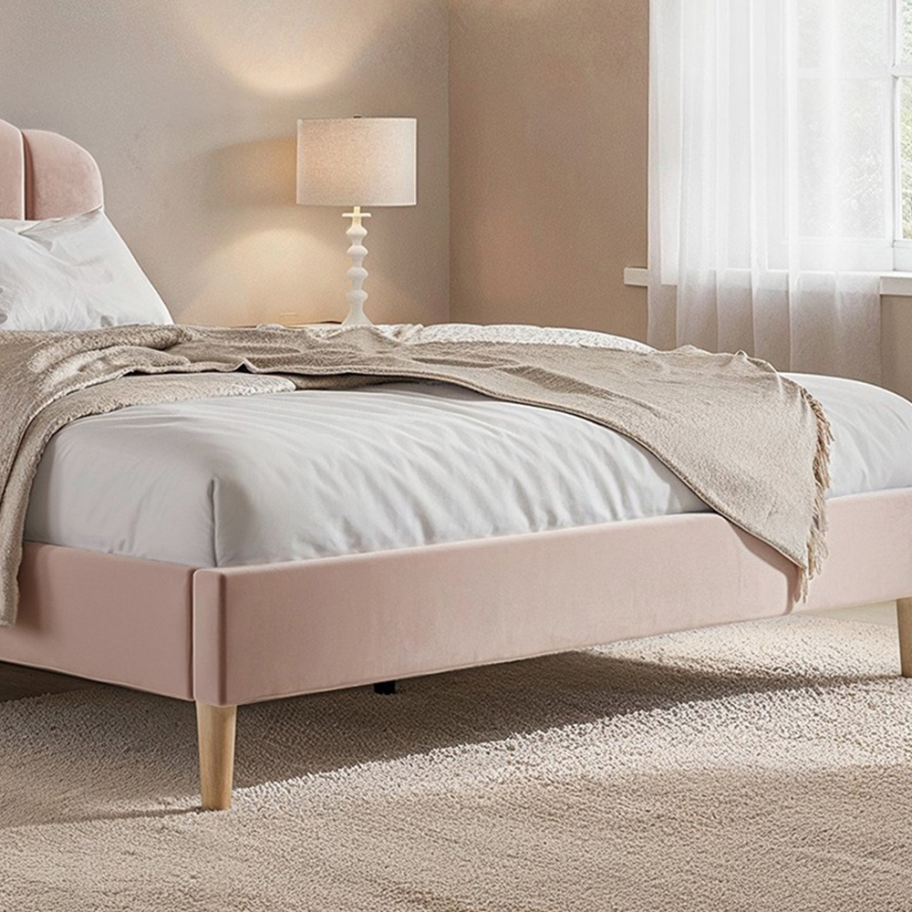 Flair Scallop Double Pink Velvet Bed Frame Image 3