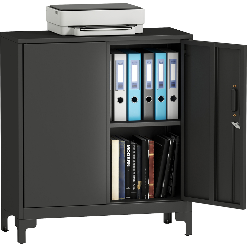 Portland 2 Door Black Metal Lockable Filing Cabinet with Keys Image 2