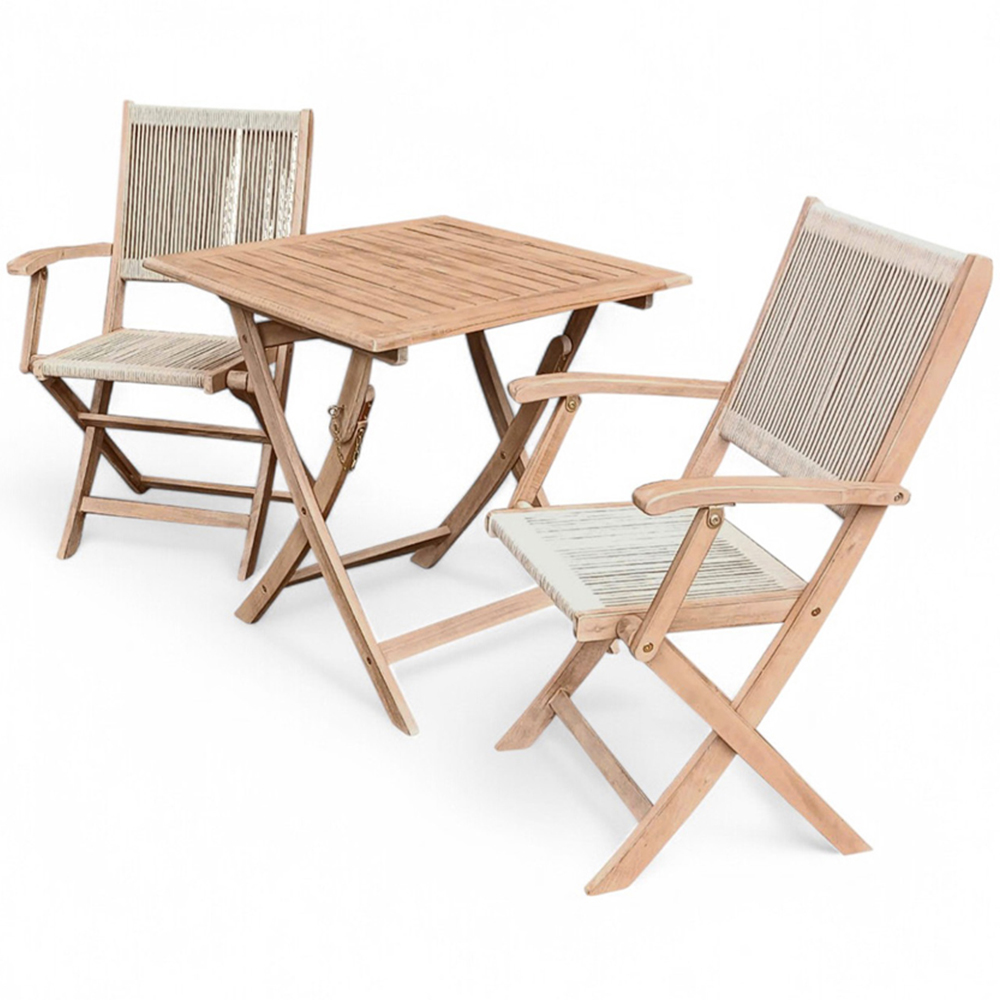Royalcraft London 2 Seater Square Foldable Rope Bistro Set Image 2