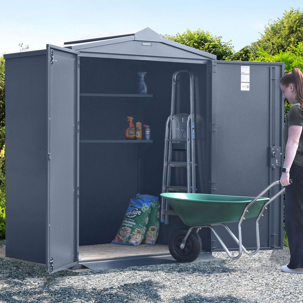 Asgard Saracen 5 x 4ft Double Door Cream High Security Apex Garden Shed Image 2