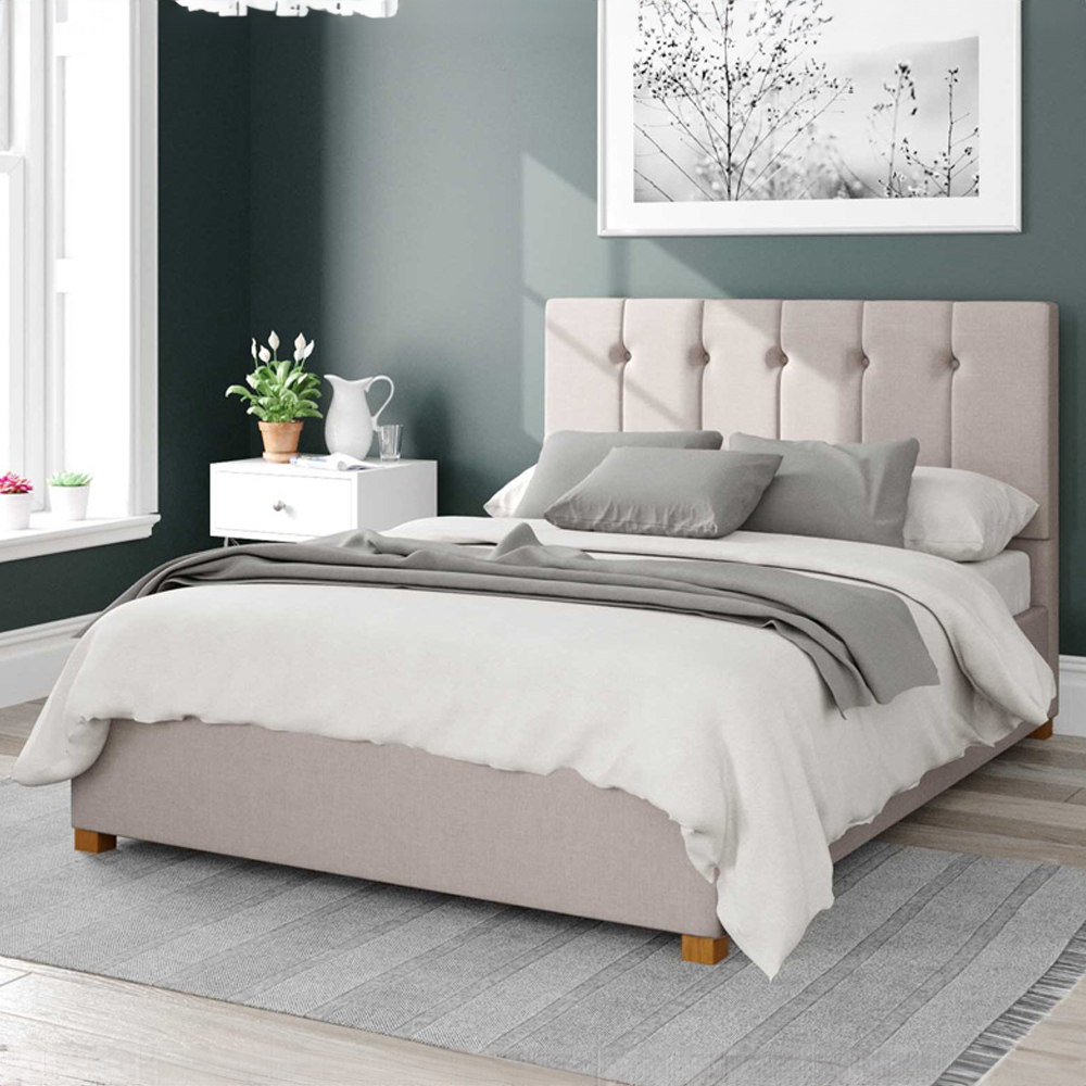 Aspire Hepburn Double Off White Eire Linen Ottoman Bed Image 1