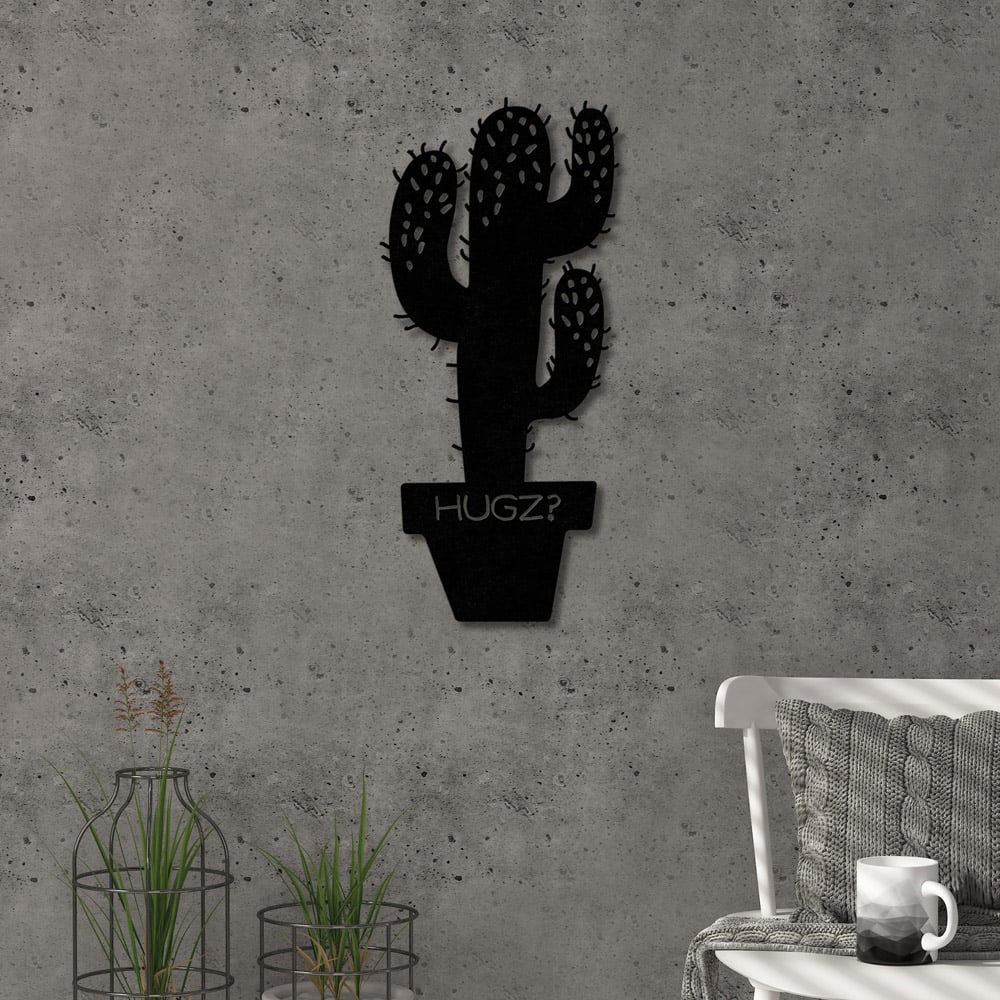 Decortie Black Minimalist Metal Modern Hugz Theme Wall Art Image 2