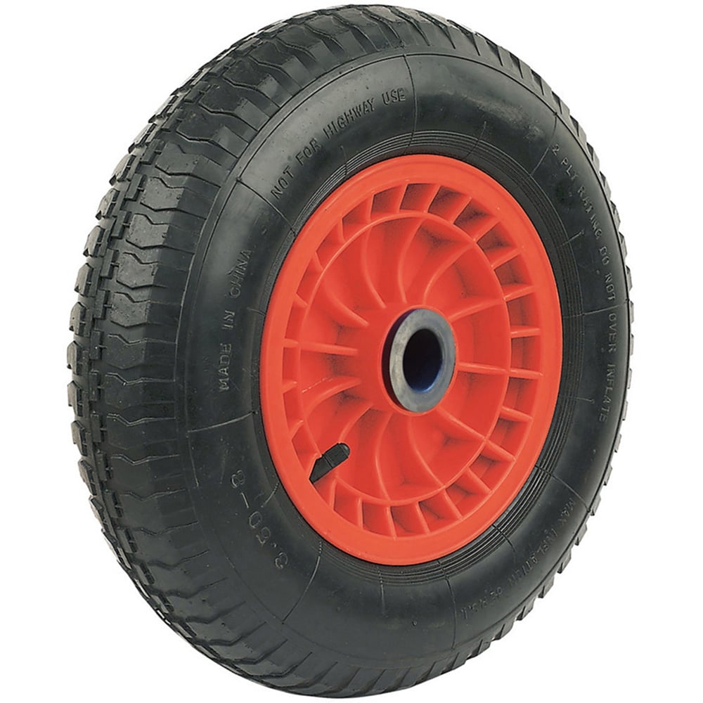 Select Pneumatic Wheelbarrow Wheel on Red Plastic Hub 14 x 3.5 inch Image 1