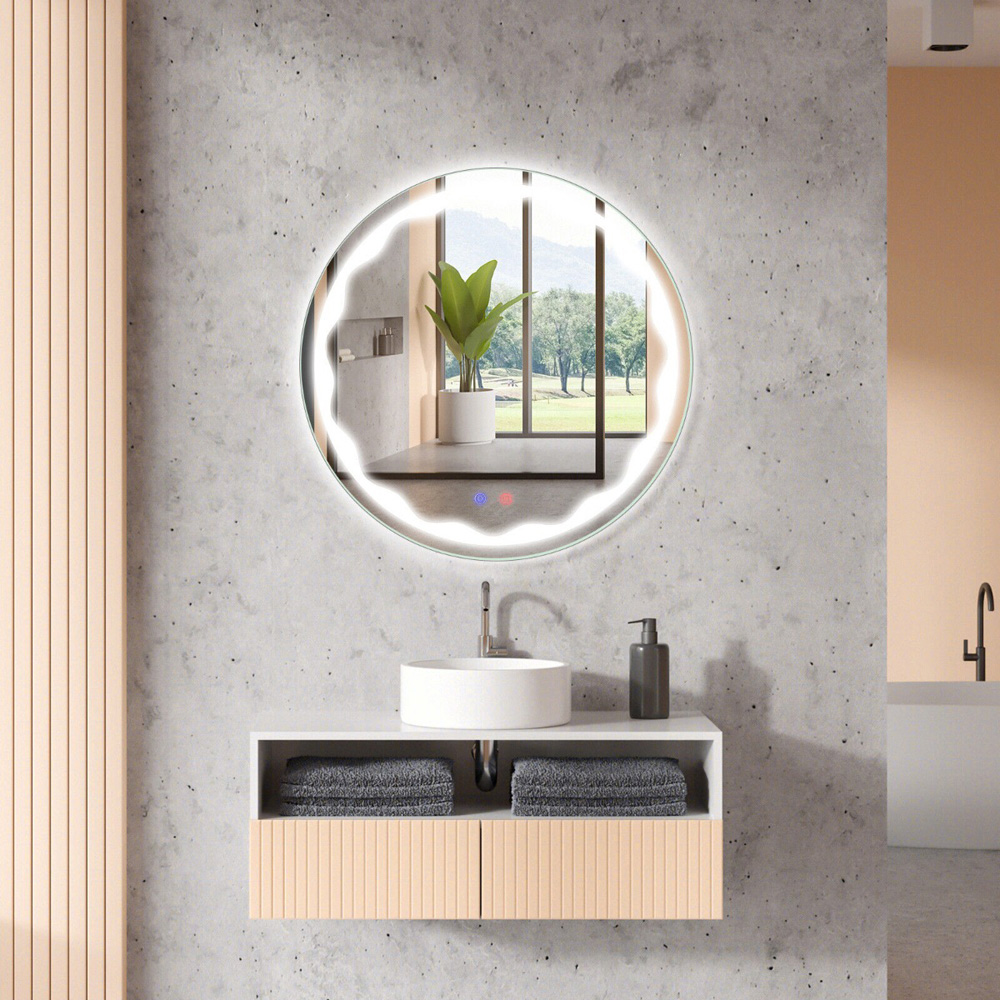Costway Round Wall Mounted LED Bathroom Mirror 70cm Wilko
