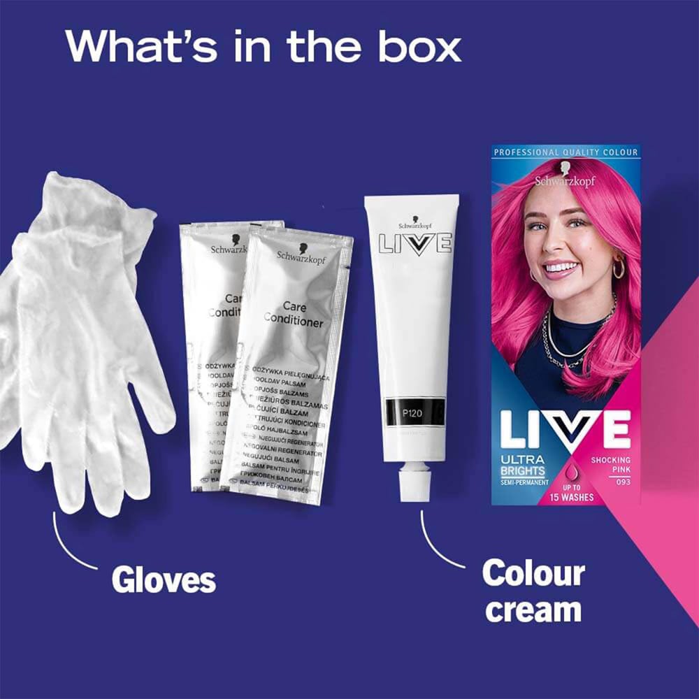 Schwarzkopf Live 093 Shocking Pink Ultra Brights Semi-Permanent Hair Dye 3 Pack Image 3