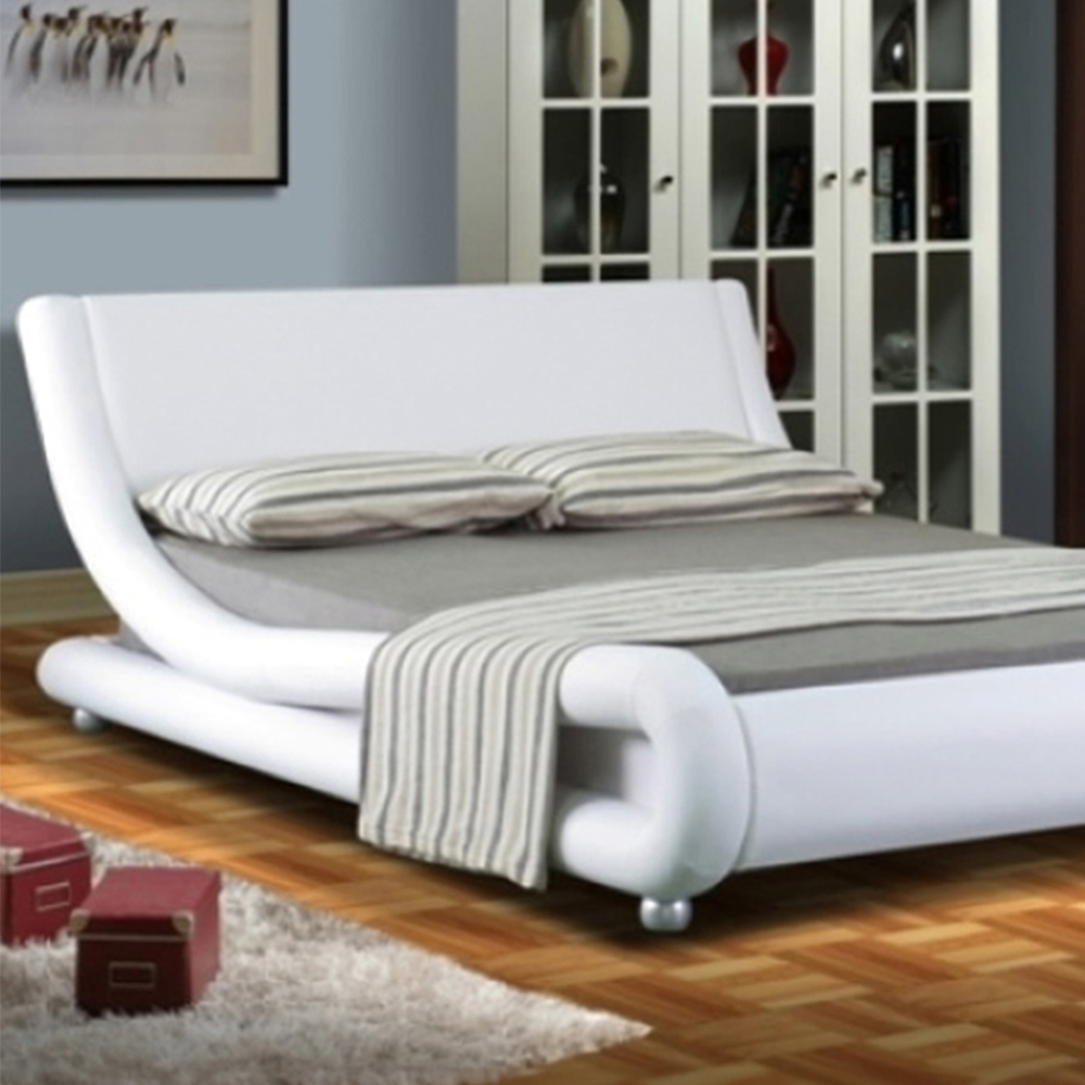Brooklyn Double White Italian Faux Leather Bed Frame Image 2