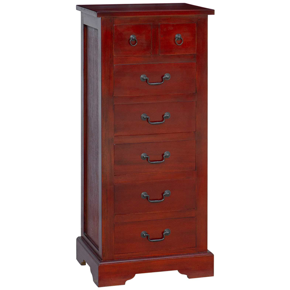 vidaXL 7 Drawer Solid Mahogany Wood Tall Chest of Drawers Image 2