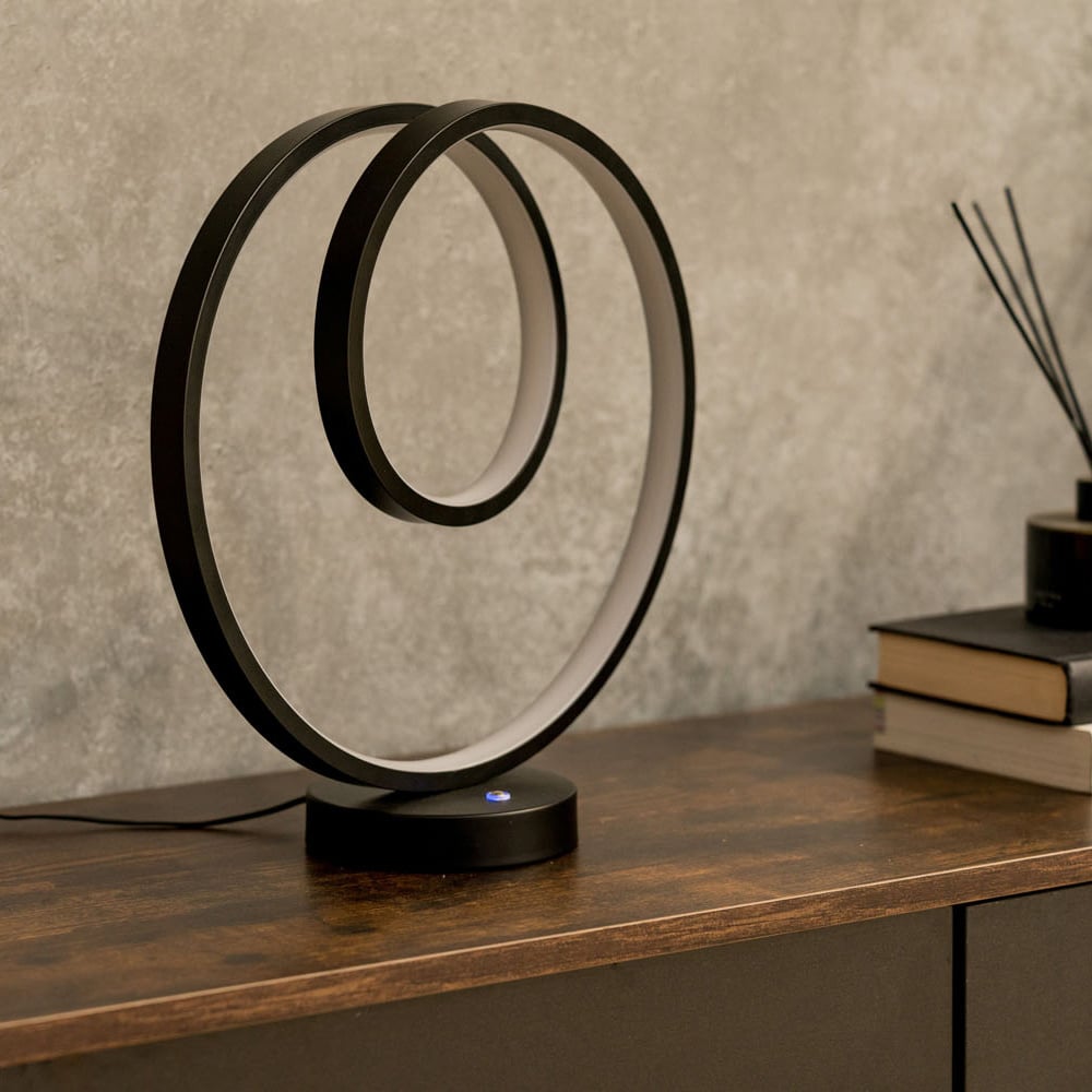 ValueLights Infinity Matt Black Loop Integrated LED Table Lamp Image 2