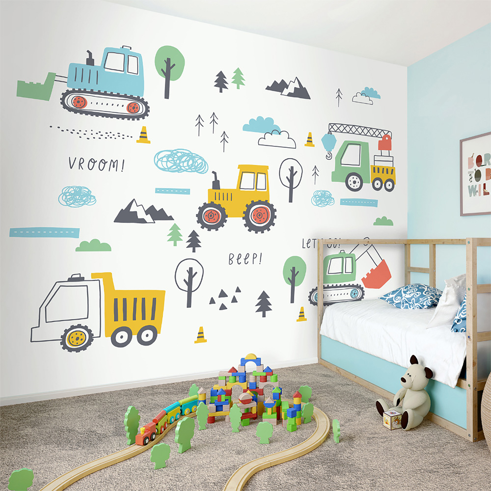 Origin Murals Tractors and Diggers Gold Wall Mural Image 1
