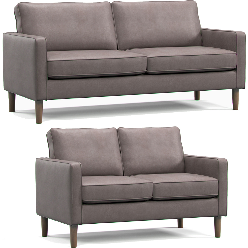 Bexhill 5 Seater Grey Faux Leather Sofa Suite Image 2