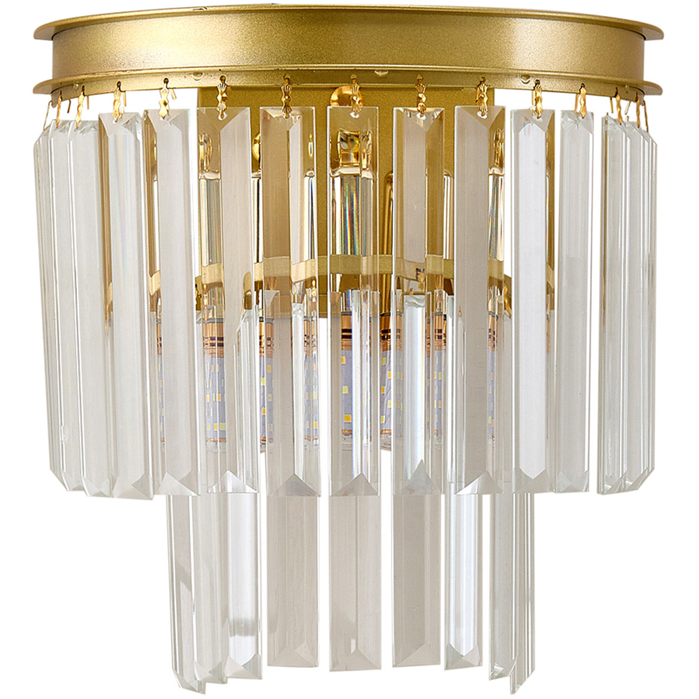Living and Home Gold Crystal Glass E14 Wall Light Image 1