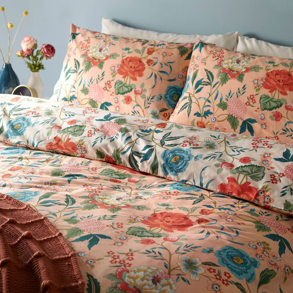furn. Azalea Double Pink Floral Duvet Cover Set Image 3