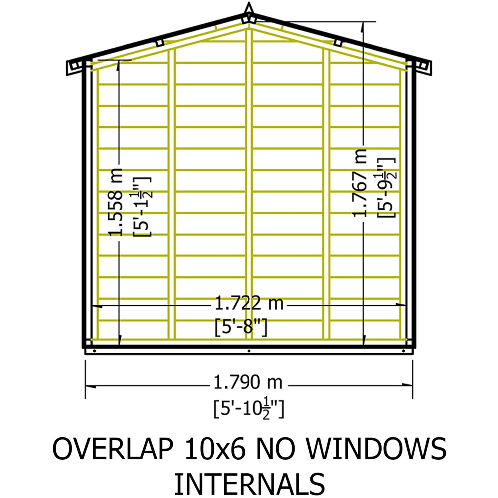 Shire 10 x 6ft Double Door Dip Treated Overlap Apex Shed Image 9