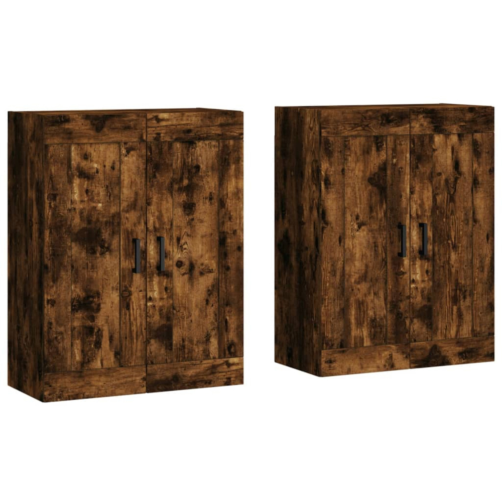 vidaXL 2 Door Brown Smoked Oak Wall Mounted Cabinet 2 Pack Image 2