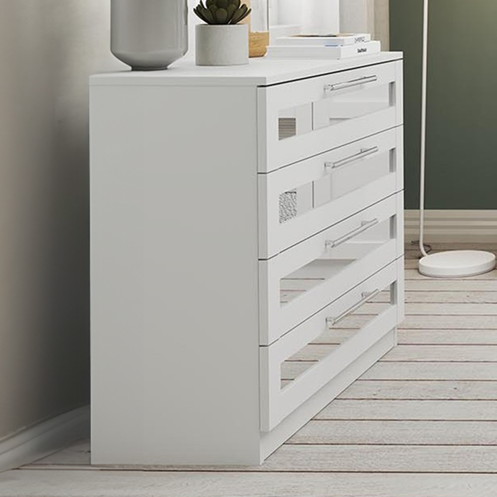 Finley 4 Drawer White Mirrored Chest of Drawers Image 1